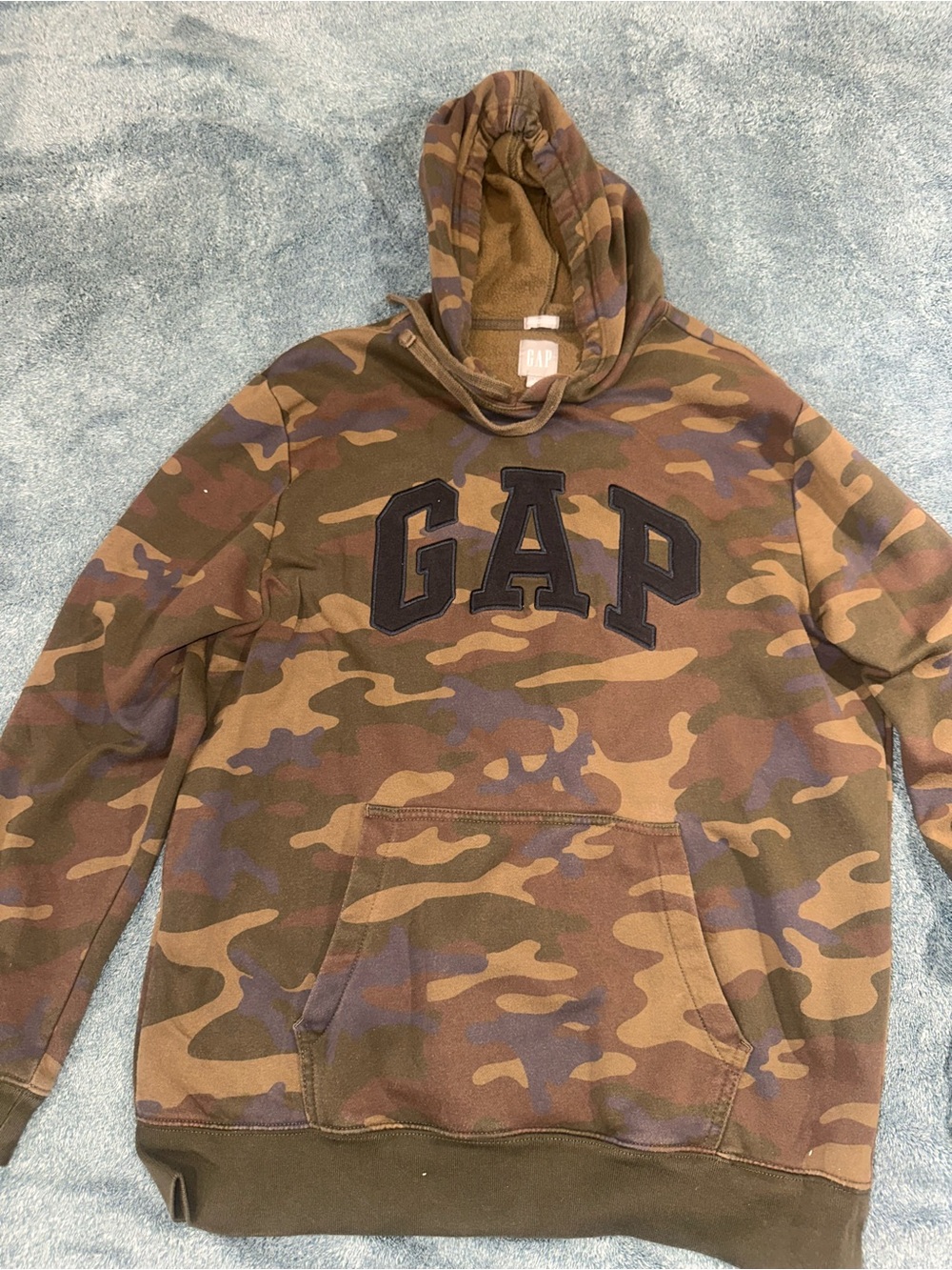 GAP Men's Camouflage Crewneck Hoodie - Olive, Brown